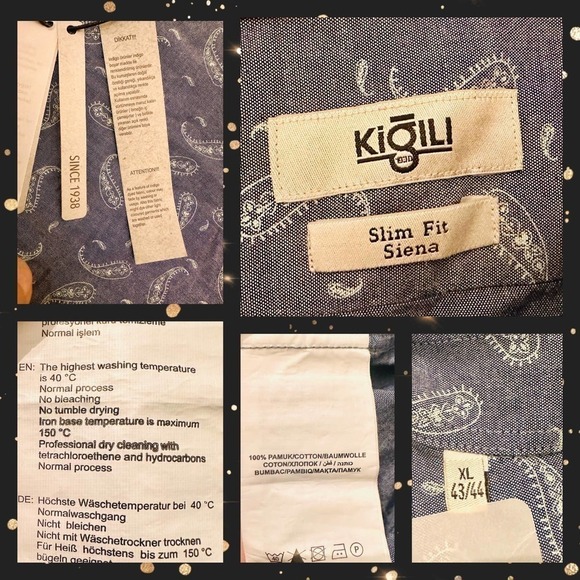 Nwt Men’s Button Down Collar Shirt Paisley Print XL Slim Fit - Picture 8 of 9